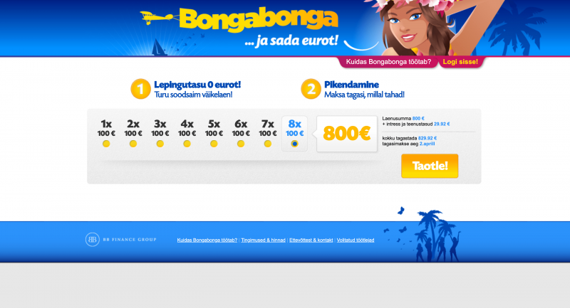 Bongabonga – Laenusumma kuni 800 €