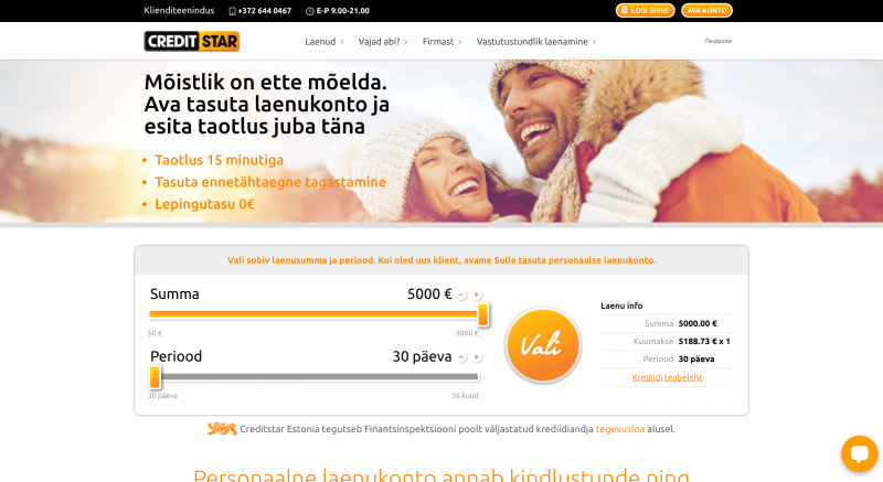 Creditstar – Laenusumma kuni 5 000 €
