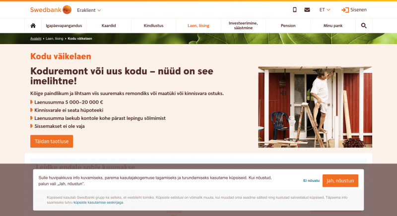 Swedbank – Laenusumma kuni 20 000 €