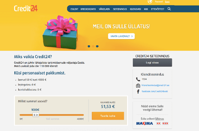 Ekraanitõmmis Credit24