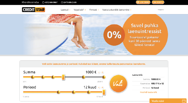 Creditstar veebisait