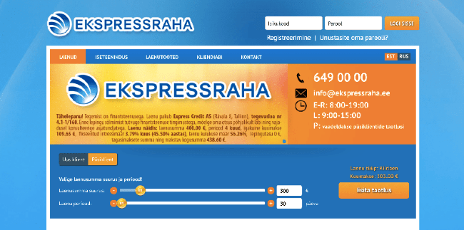 Ekspressraha veebisait