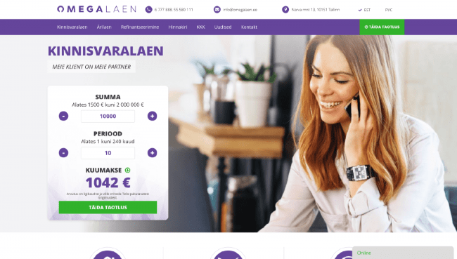 Ekraanitõmmis OmegaLaen