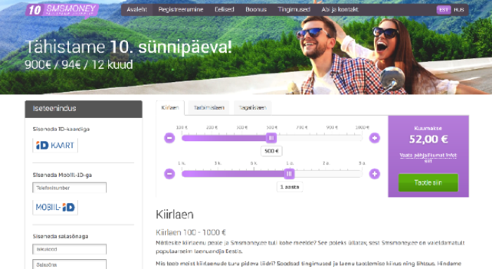 Ekraanitõmmis Smsmoney